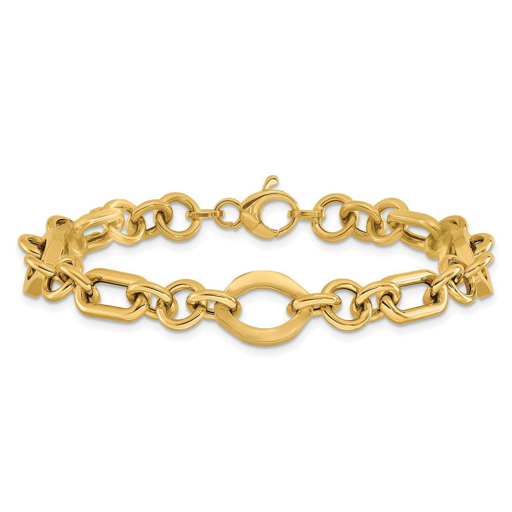 14K Gelbgold Poliert Fantasieglieder Armband
