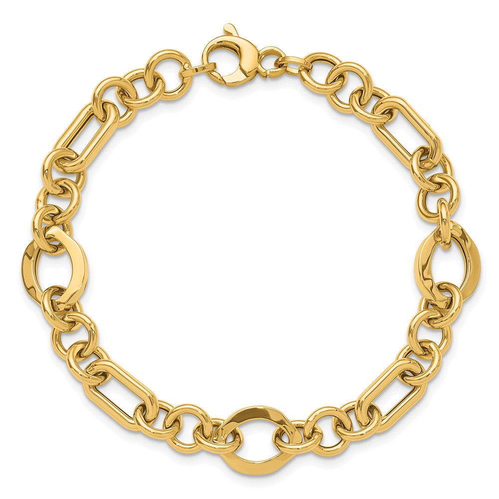 14K Gelbgold Poliert Fantasieglieder Armband