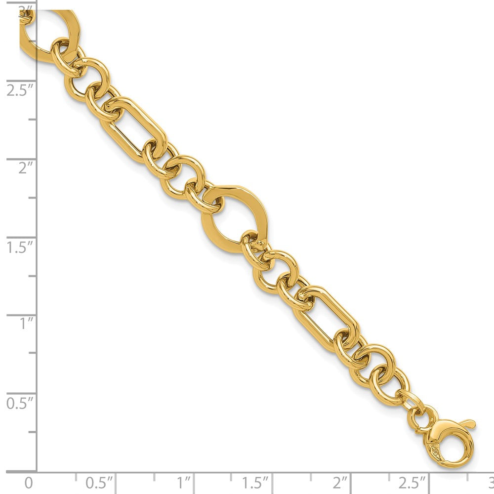 14K Gelbgold Poliert Fantasieglieder Armband