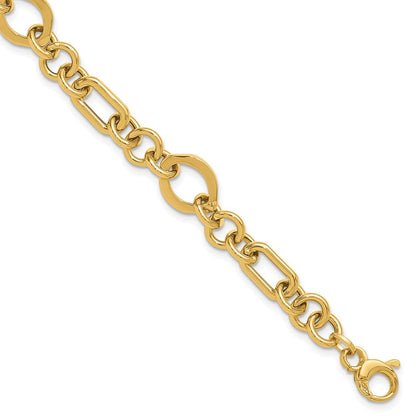 14K Gelbgold Poliert Fantasieglieder Armband
