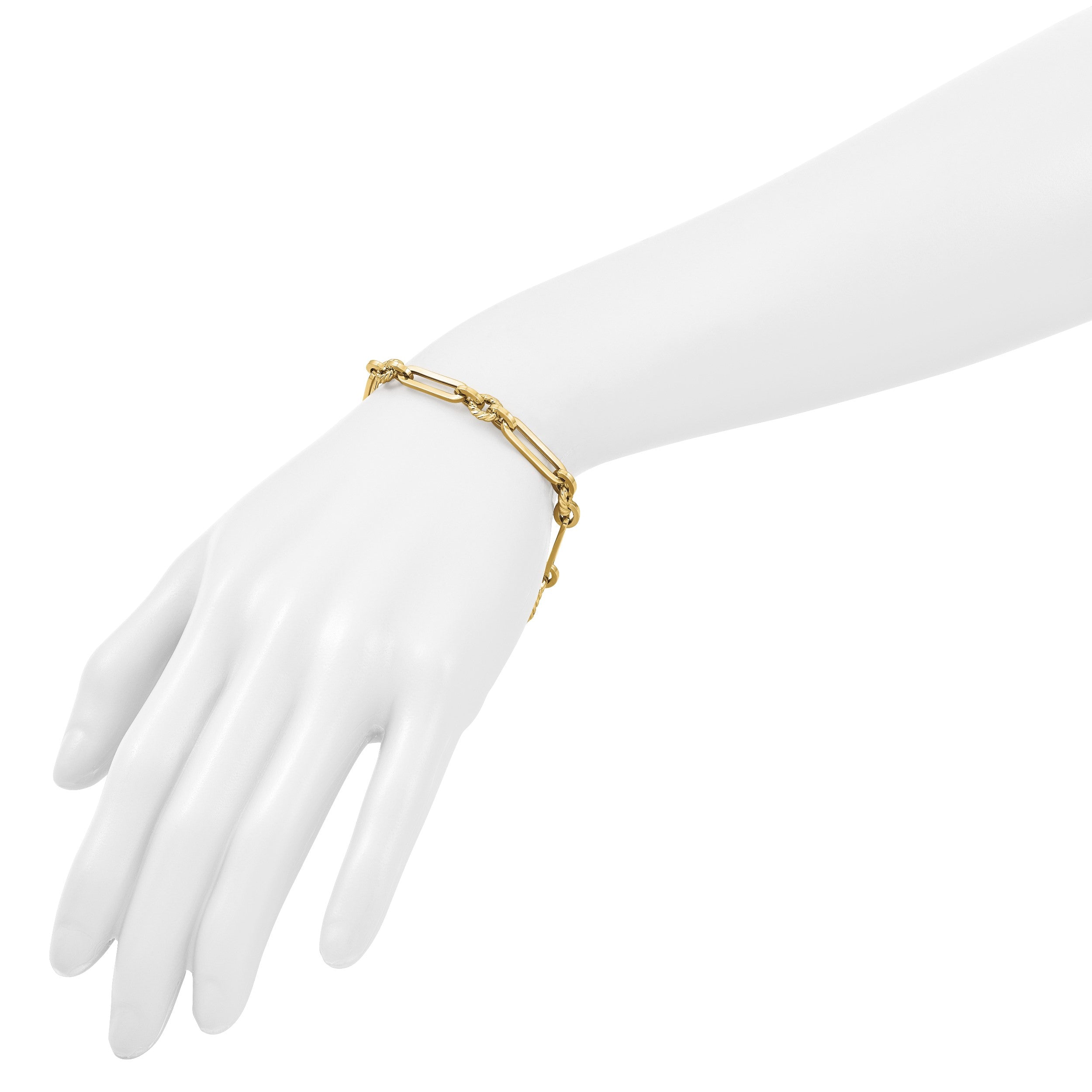 14K Gelbgold Poliert Fantasieglieder Knebel Armband