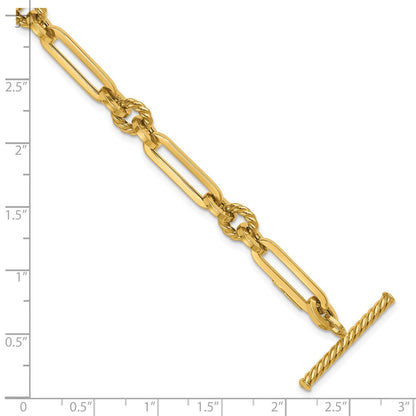 14K Gelbgold Poliert Fantasieglieder Knebel Armband
