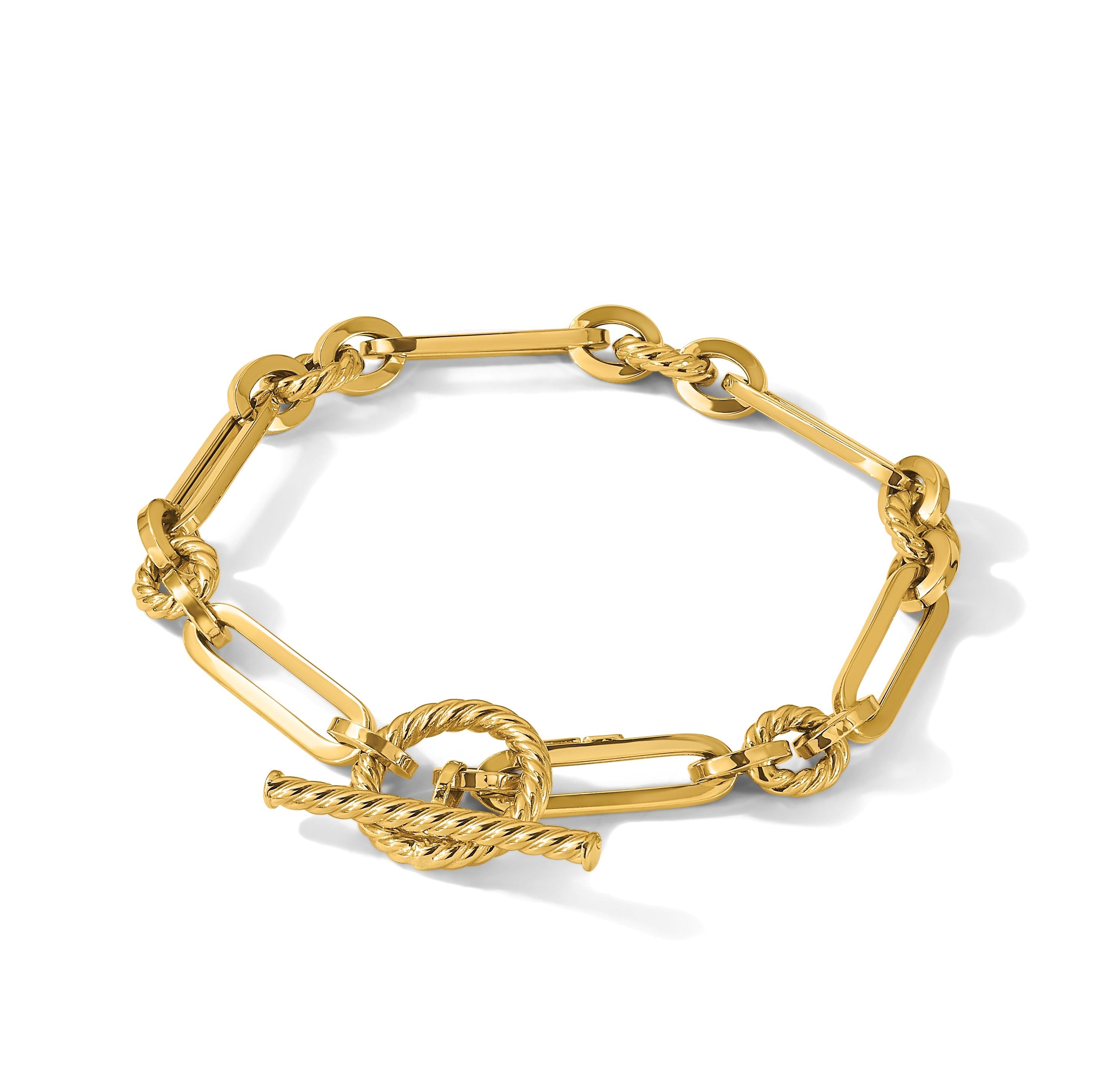 14K Gelbgold Poliert Fantasieglieder Knebel Armband