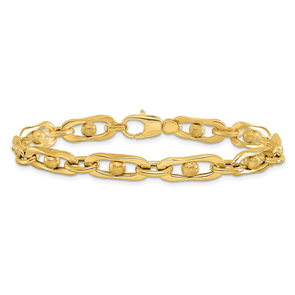 14K Gelbgold Poliert und Satiniert Fantasieglieder Armband