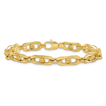 14K Gelbgold Poliert und Satiniert Fantasieglieder Armband