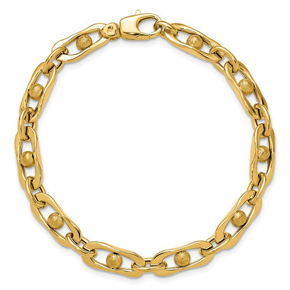 14K Gelbgold Poliert und Satiniert Fantasieglieder Armband