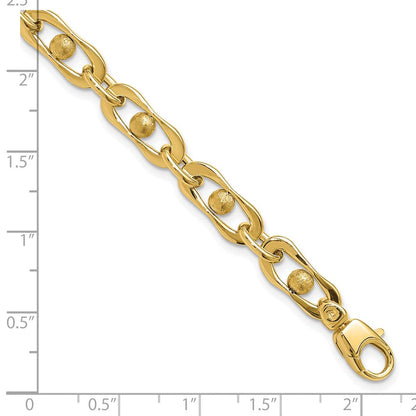 14K Gelbgold Poliert und Satiniert Fantasieglieder Armband