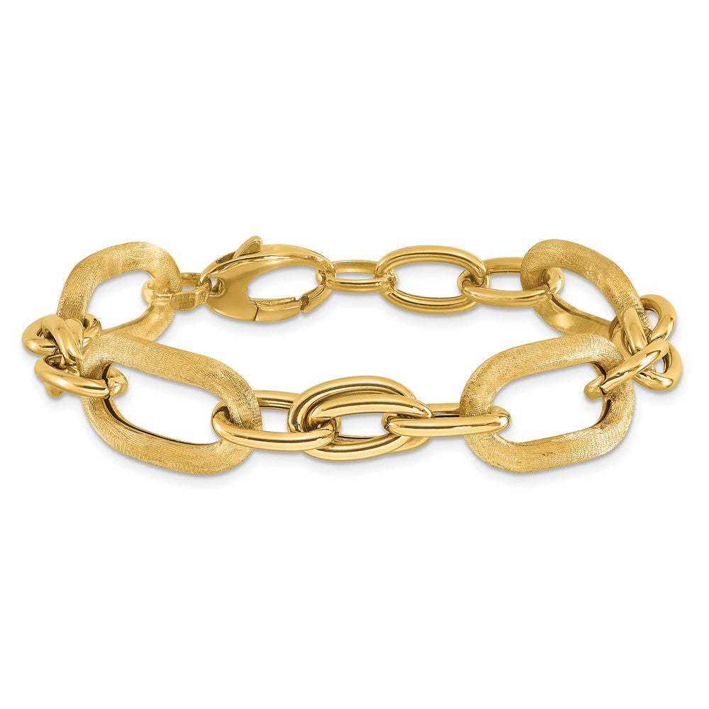 14K Gelbgold Poliert und Satiniert Fantasieglieder Armband