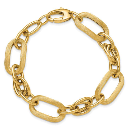 14K Gelbgold Poliert und Satiniert Fantasieglieder Armband