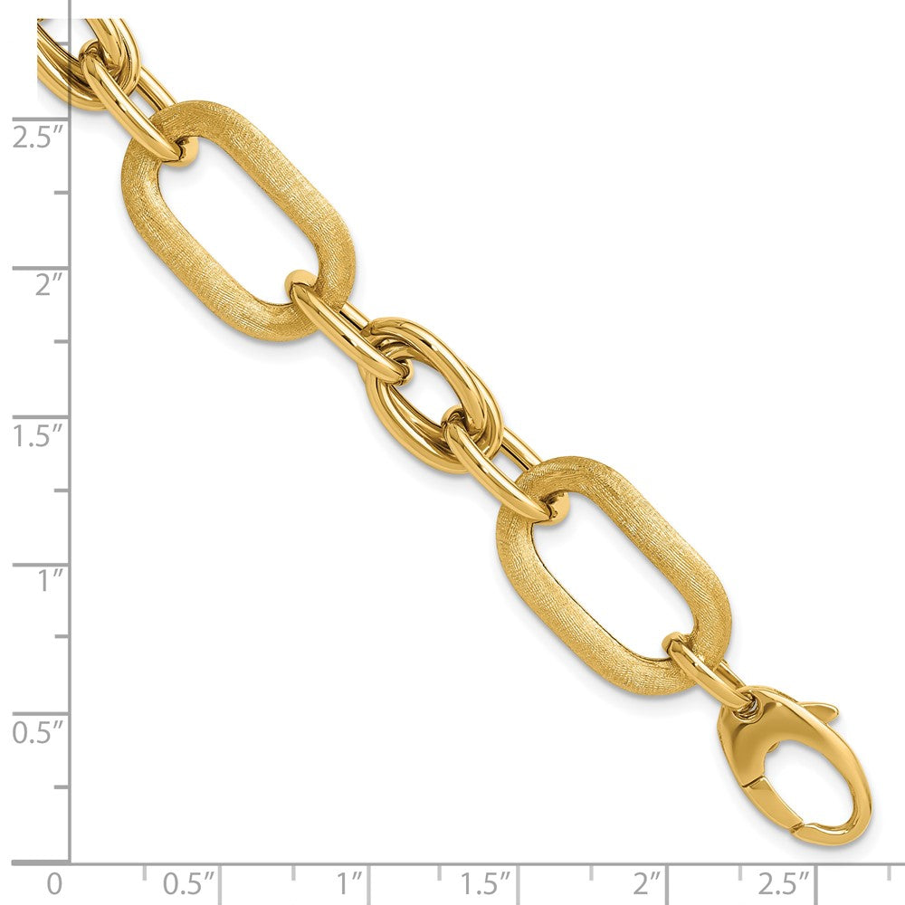 14K Gelbgold Poliert und Satiniert Fantasieglieder Armband