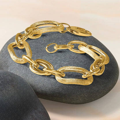 14K Gelbgold Poliert und Satiniert Fantasieglieder Armband