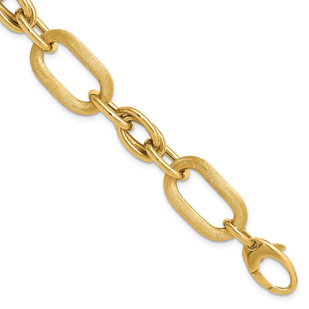 14K Gelbgold Poliert und Satiniert Fantasieglieder Armband