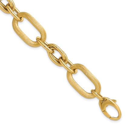 14K Gelbgold Poliert und Satiniert Fantasieglieder Armband