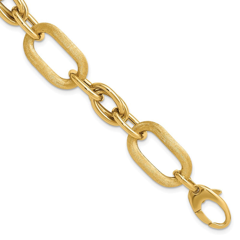 14K Gelbgold Poliert und Satiniert Fantasieglieder Armband