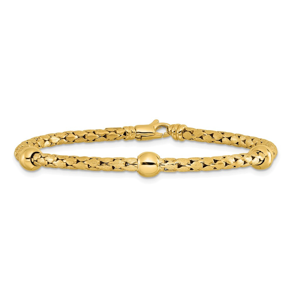 14K Gelbgold Poliert und Satiniert Geflochten Armband