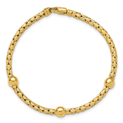14K Gelbgold Poliert und Satiniert Geflochten Armband