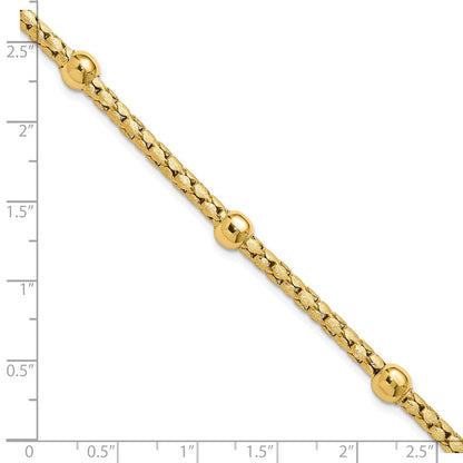 14K Gelbgold Poliert und Satiniert Geflochten Armband