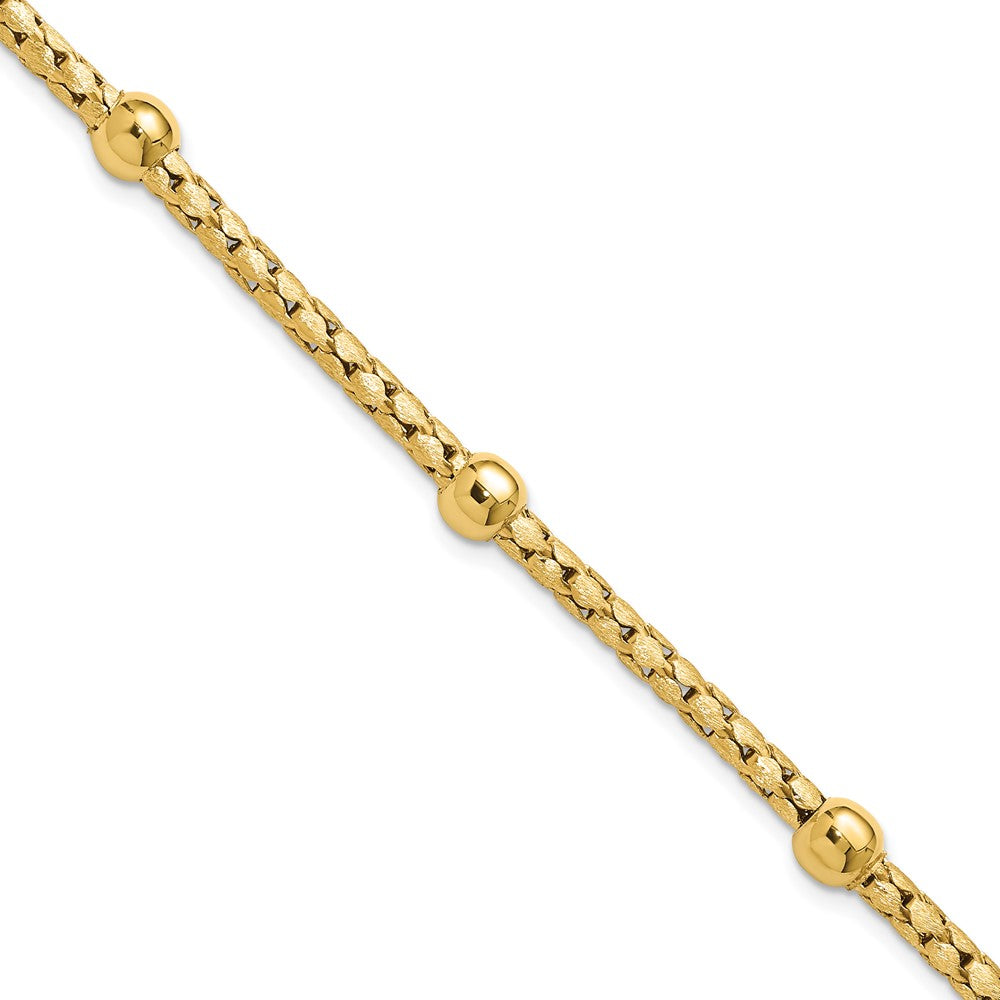14K Gelbgold Poliert und Satiniert Geflochten Armband
