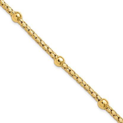 14K Gelbgold Poliert und Satiniert Geflochten Armband