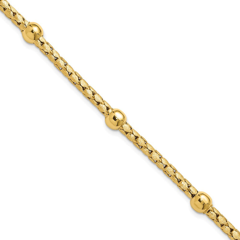 14K Gelbgold Poliert und Satiniert Geflochten Armband