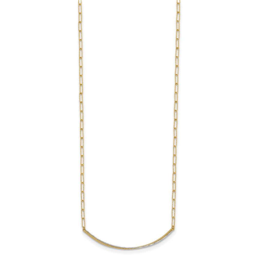 14K Gelb & Rhodium Poliert und Diamantiert Stab Halskette