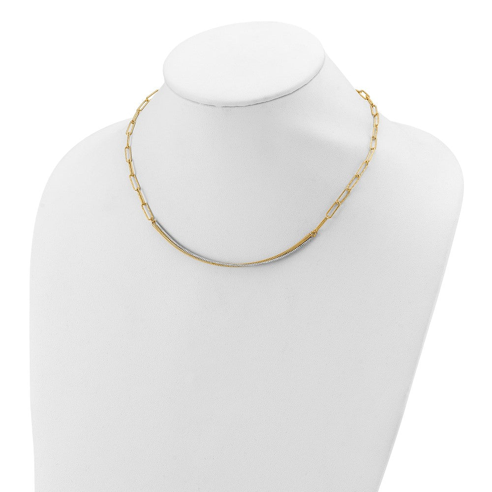 14K Gelb & Rhodium Poliert und Diamantiert Stab Halskette