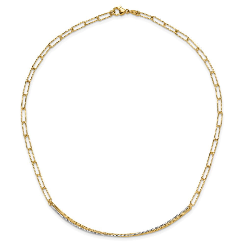 14K Gelb & Rhodium Poliert und Diamantiert Stab Halskette