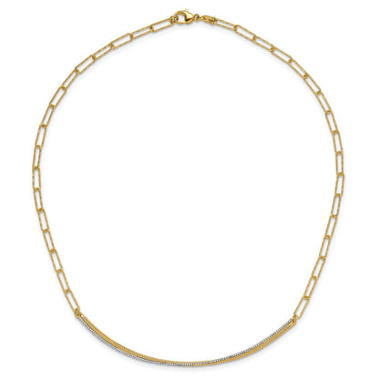 14K Gelb & Rhodium Poliert und Diamantiert Stab Halskette