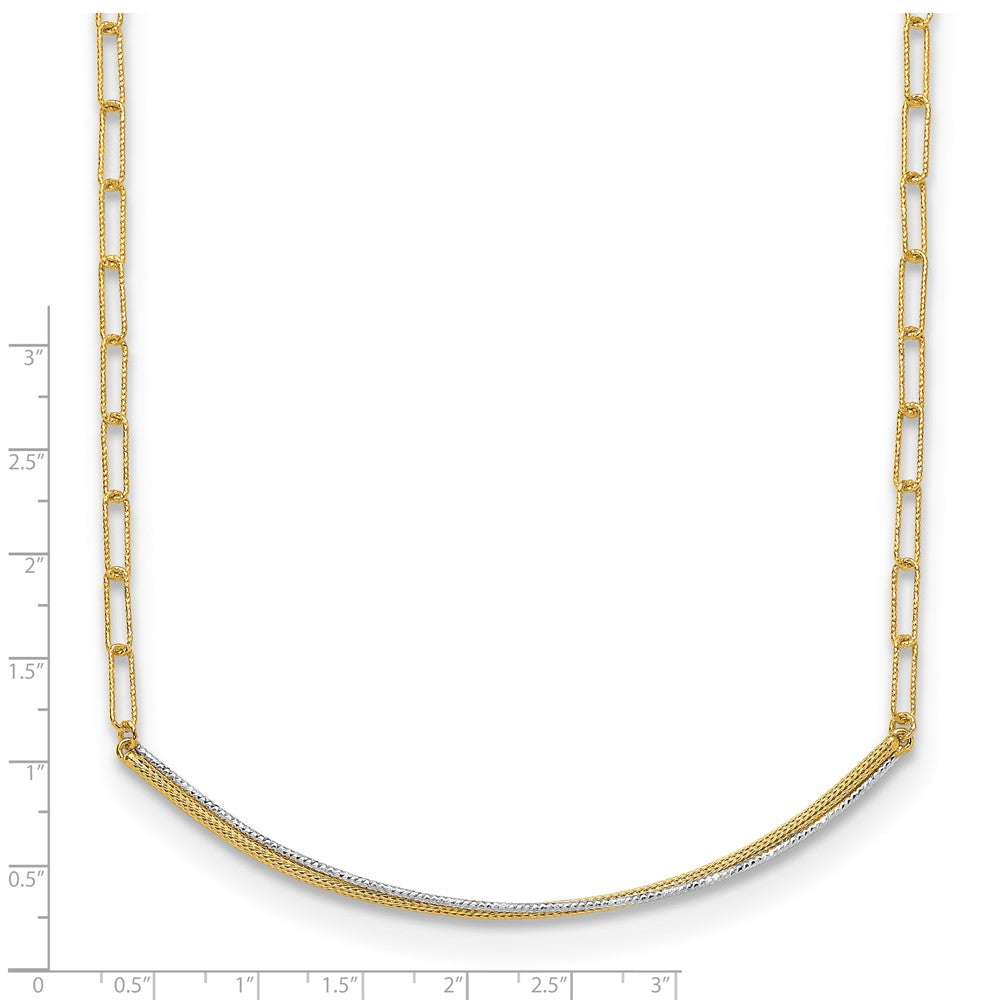 14K Gelb & Rhodium Poliert und Diamantiert Stab Halskette