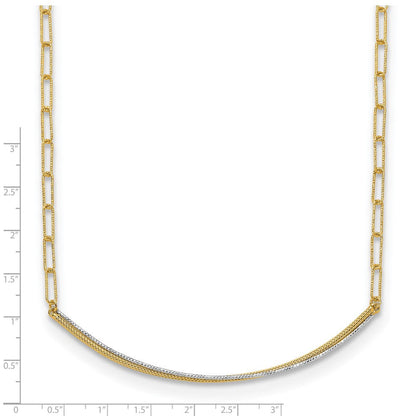 14K Gelb & Rhodium Poliert und Diamantiert Stab Halskette