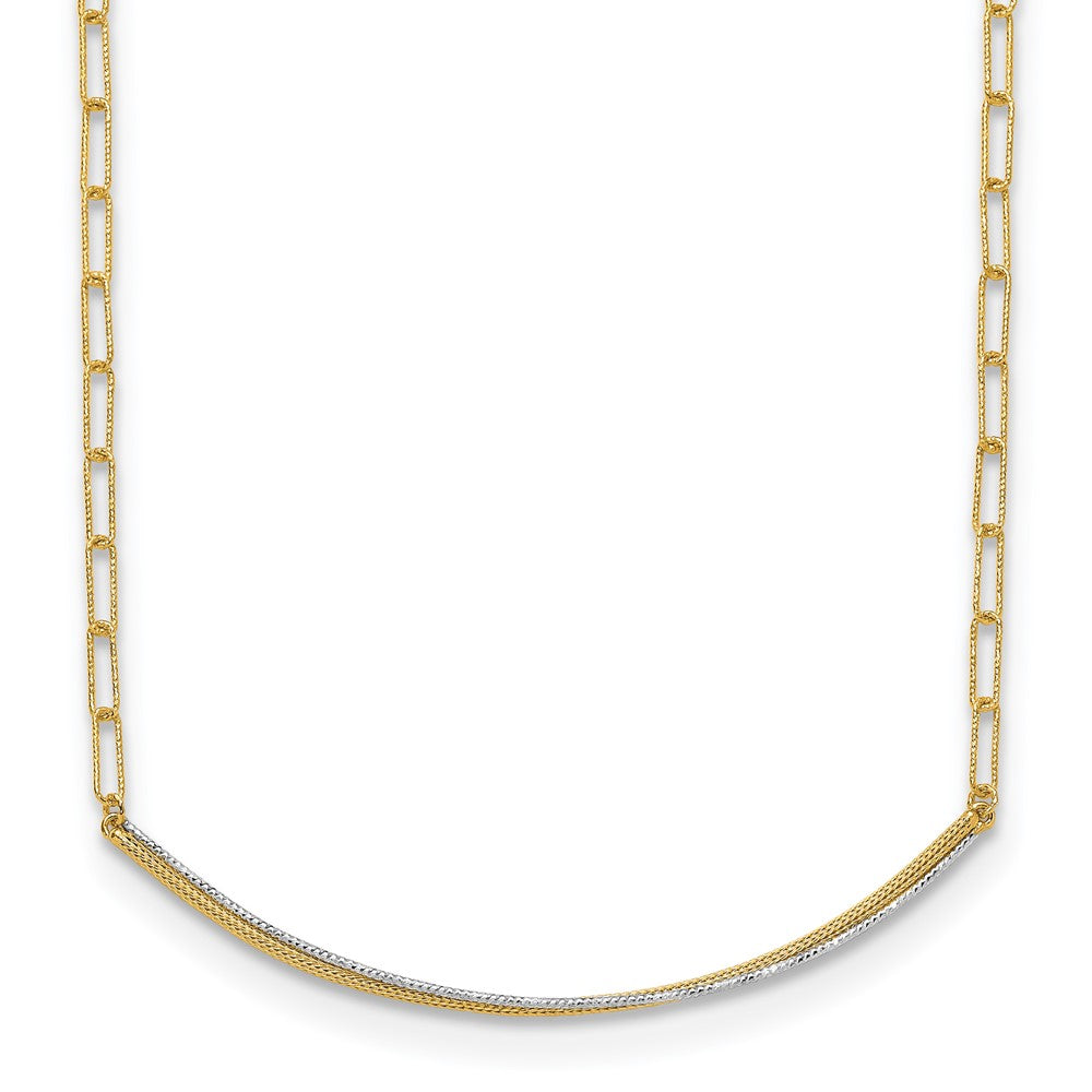 14K Gelb & Rhodium Poliert und Diamantiert Stab Halskette