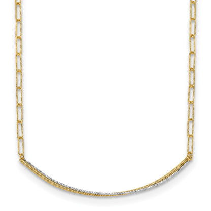 14K Gelb & Rhodium Poliert und Diamantiert Stab Halskette