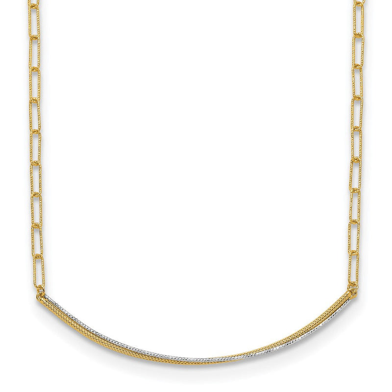 14K Gelb & Rhodium Poliert und Diamantiert Stab Halskette