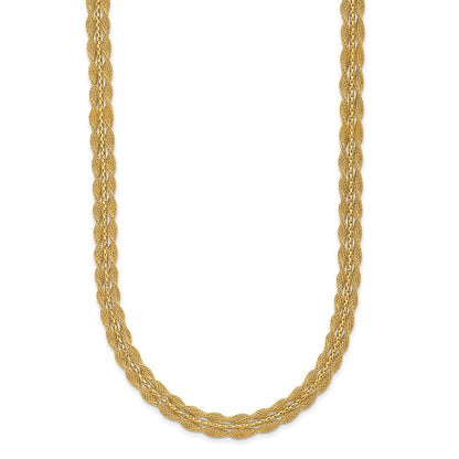 14K Gelbgold Poliert/textured und Diamantiert Halskette