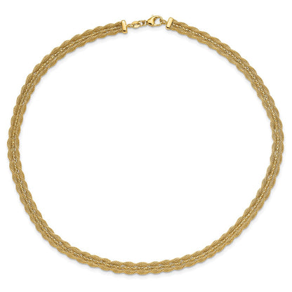 14K Gelbgold Poliert/textured und Diamantiert Halskette