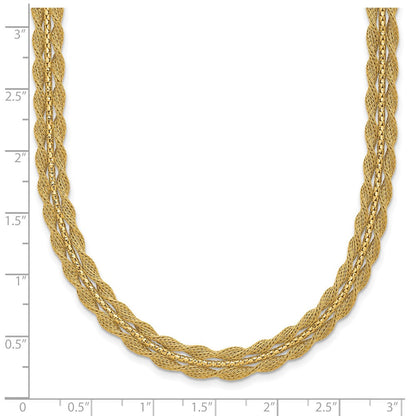 14K Gelbgold Poliert/textured und Diamantiert Halskette