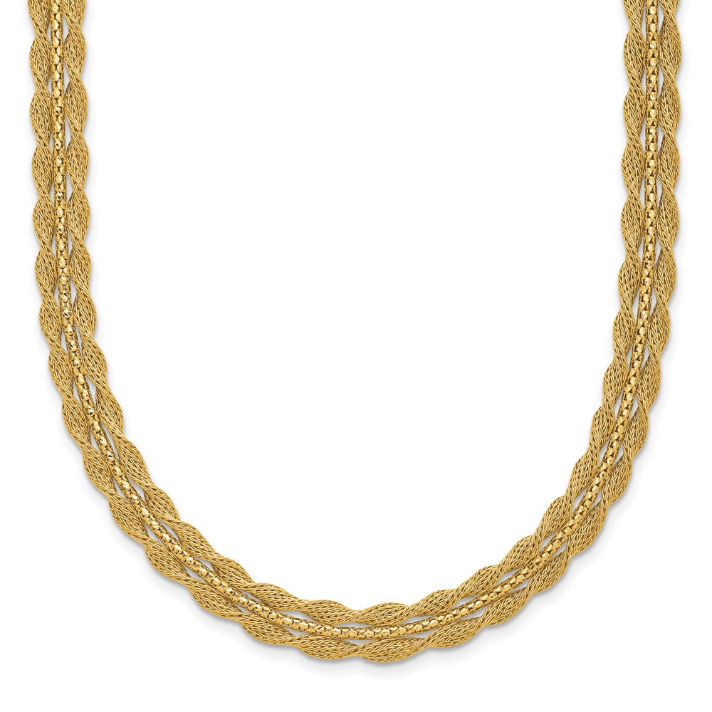 14K Gelbgold Poliert/textured und Diamantiert Halskette
