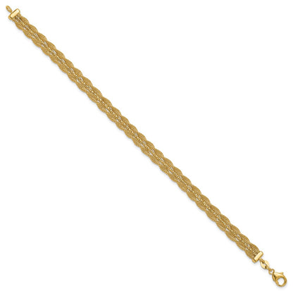 14K Gelbgold Poliert/textured und Diamantiert Armband