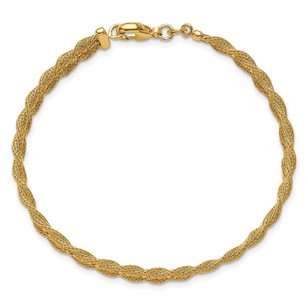 14K Gelbgold Poliert/textured und Diamantiert Armband