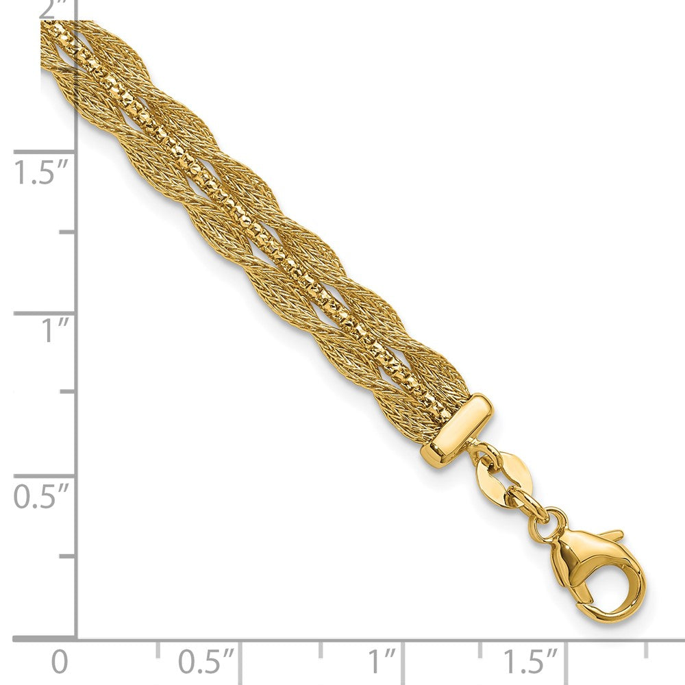 14K Gelbgold Poliert/textured und Diamantiert Armband