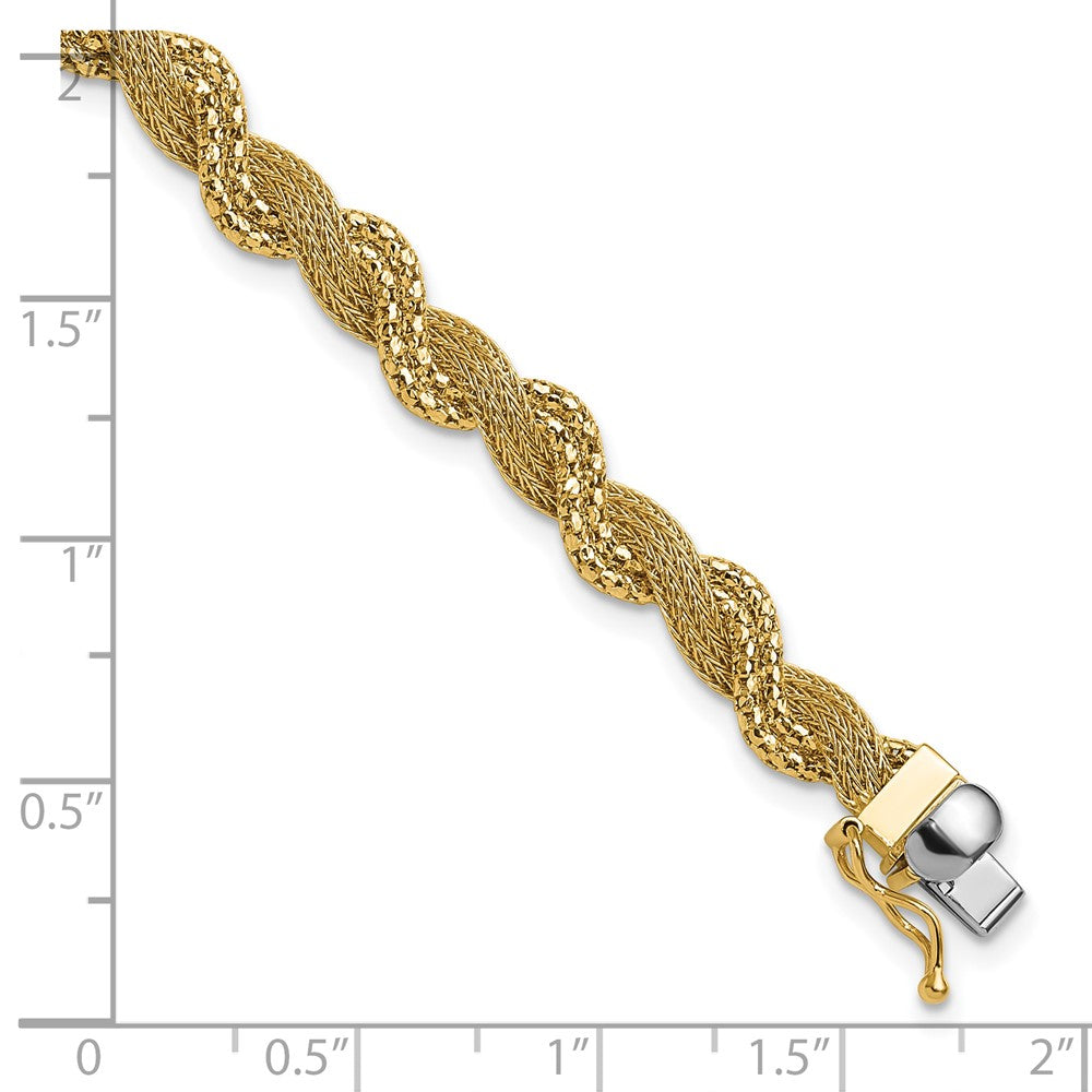 14K Gelbgold Poliert/textured und Diamantiert Gedreht Armband