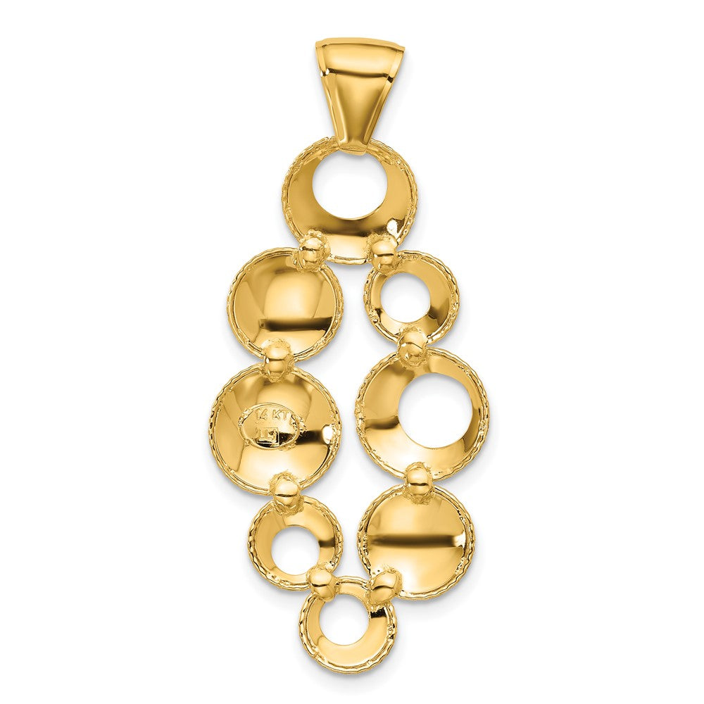 14K Gelbgold Leslie' Poliert und Satiniert Kreise Anhänger