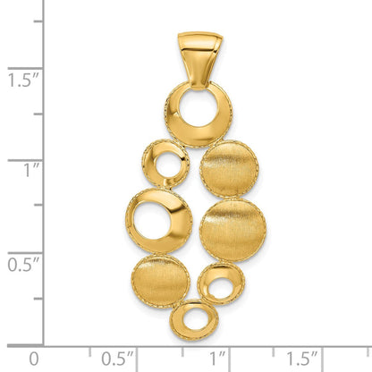 14K Gelbgold Leslie' Poliert und Satiniert Kreise Anhänger