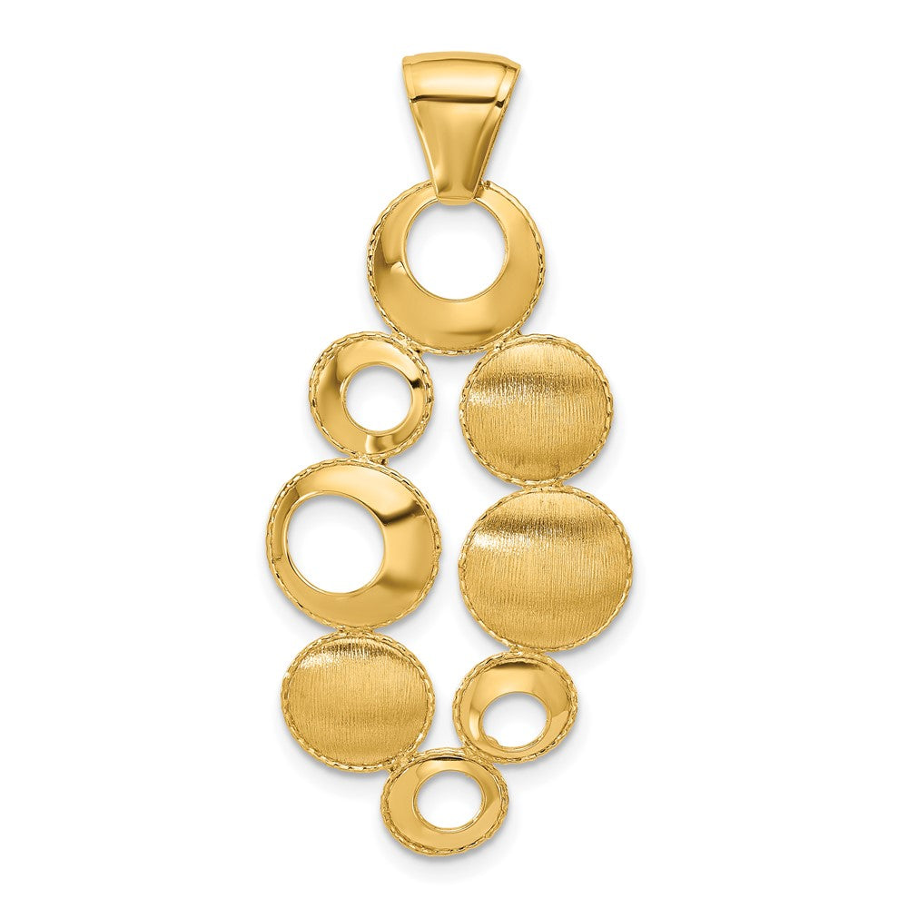 14K Gelbgold Leslie' Poliert und Satiniert Kreise Anhänger