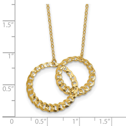 14K Gelbgold Poliert und Diamantiert Kreise 2 Zoll Verlängerung. Halskette