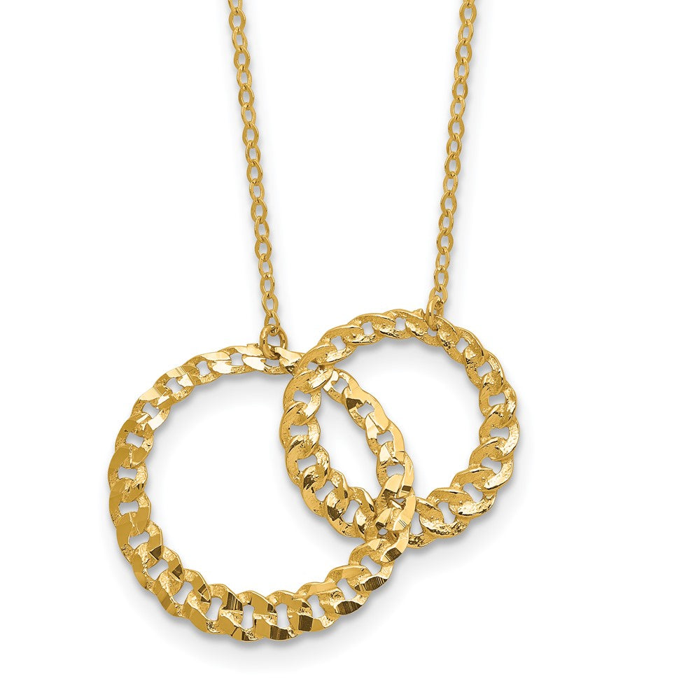 14K Gelbgold Poliert und Diamantiert Kreise 2 Zoll Verlängerung. Halskette