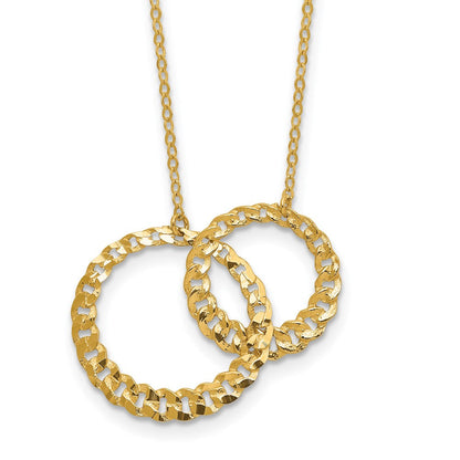 14K Gelbgold Poliert und Diamantiert Kreise 2 Zoll Verlängerung. Halskette