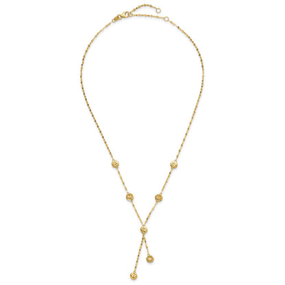 14K Gelbgold Poliert und Diamantiert Plättchen Design 2 Zoll Verlängerung. Halskette