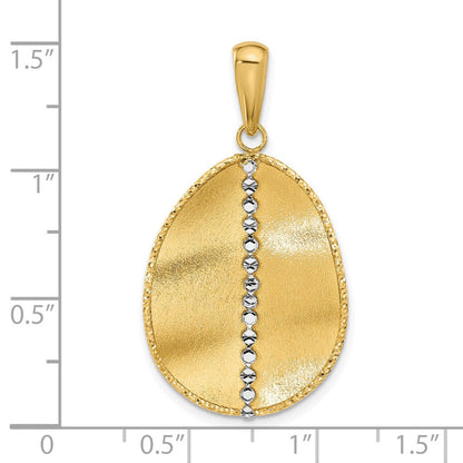 14K Bicolor Poliert und Satiniert Tropfen Anhänger