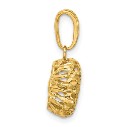 14K Gelbgold Poliert Gewölbt Quadratisch Anhänger